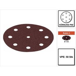 Festool - Abrasif stf D125/8 - grain 60 - RU2/50 - 50 pièces - 499094
