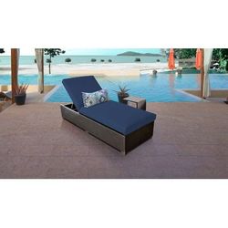 Barbados Chaise Outdoor Wicker Patio Furniture w/ Side Table in Navy - TK Classics Barbados-1X-St-Navy