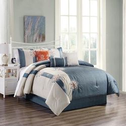 Hocking Embroidery Queen Comforter Set - Elight Home 21355Q