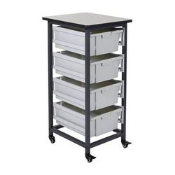 Luxor Single Row Mobile Bin Storage Unit (Large Bins) MBS-SR-4L