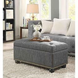 7th Avenue Storage Ottoman in Gray - Convenience Concepts-163050FGY