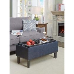 Designs4Comfort Brentwood Storage Ottoman in Blue Fabric - Convenience Concepts 143900FBE