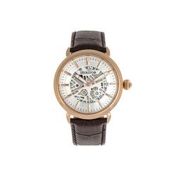 Heritor Automatic Mattias Leather-Band Watch w/ Date Rose Gold/Silver One Size HERHR8405