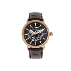 Heritor Automatic Mattias Leather-Band Watch w/ Date Rose Gold/Black One Size HERHR8406