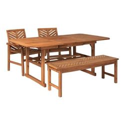 4-Piece Extendable Outdoor Patio Dining Set - Brown - Walker Edison OW4TXVINBR