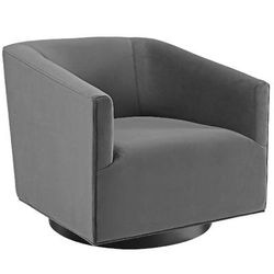Twist Accent Lounge Performance Velvet Swivel Chair in Gray - East End Imports EEI-3456-GRY