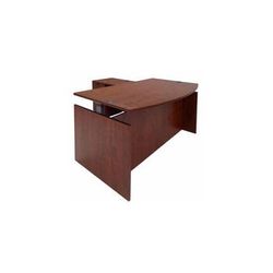 Cherry Adjustable Height Bow Front L-Shaped Desk