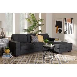 Baxton Studio Langley Modern Dark Grey Fabric Sectional Sofa /w Right Facing Chaise - J099C-Dark Grey-RFC