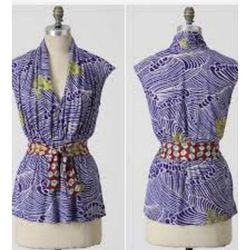 Anthropologie Tops | Anthroplogie Deletta Soaring Sea Top | Color: Purple/Yellow | Size: Xs