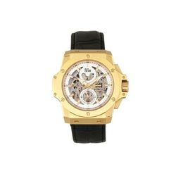 Reign Commodus Automatic Skeleton Leather-Band Watch Gold/Silver One Size REIRN4003