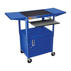 Luxor Adjustable Height Steel A/V Cart with Keyboard Shelf, Drop Leaf Shelves, an AVJ42KBCDL-RB