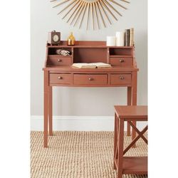 Landon 5 Drawer Writing Desk in Henna Brown - Safavieh AMH6516G