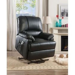 Ixora Recliner w/ Power Lift & Massage in Black PU - Acme Furniture 59285