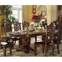 Vendome Dining Table w/ Double Pedestal in Cherry - Acme Furniture 60000