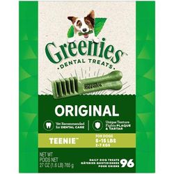 Original Teenie Natural Dog Dental Care Chews Oral Health Dog Treats, 27 oz., Count of 96