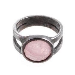 Soft Circle,'Oxidized Rose Quartz Ring from Peru'