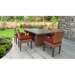 Laguna Rectangular Outdoor Patio Dining Table w/ 6 Armless Chairs in Terracotta - TK Classics Laguna-Dtrec-Kit-6C-Terracotta