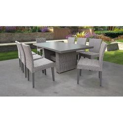 Monterey Rectangular Outdoor Patio Dining Table w/ 8 Armless Chairs in Grey Stone - TK Classics Monterey-Dtrec-Kit-8