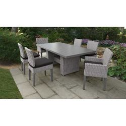Monterey Rectangular Outdoor Patio Dining Table w/ 4 Armless Chairs and 2 Chairs w/ Arms in Black - TK Classics Monterey-Dtrec-Kit-4Adc2Dcc-Black