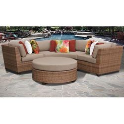 Laguna 4 Piece Outdoor Wicker Patio Furniture Set 04a in Wheat - TK Classics Laguna-04A