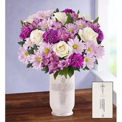 1-800-Flowers Everyday Gift Delivery Memory Garden Bouquet W/ Ceramic Cross Vase & Windchime | Happiness Delivered To Their Door