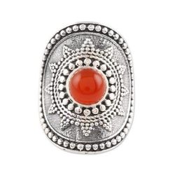 Red-Orange Sun,'Red-Orange Onyx Cocktail Ring from India'