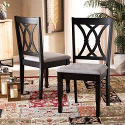 Baxton Studio Reneau Modern Grey Fabric Espresso Brown Finished Wood 2-PC Dining Chair Set Set - Wholesale Interiors RH316C-Grey/Dark Brown-DC-2PK