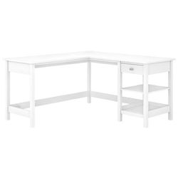 Bush Furniture Broadview 60W L Shaped Computer Desk w/ Storage in Pure White - BDD260WH-03