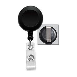 BRADY PEOPLE ID Badge Reel with Clear Vinyl Strap & Belt Clip (Black, 25-Pack) 2120-3031