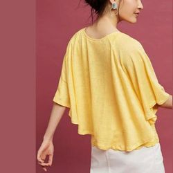 Anthropologie Tops | Akemi Kin Butterfly Lace Overlay Swing Top Anthro. | Color: Yellow | Size: S
