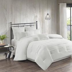 510 Design King 100% Polyester 8 Piece Microfiber Comforter Set in White - Olliix 5DS10-0216
