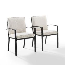 Kaplan 2Pc Outdoor Metal Dining Chair Set Oatmeal/Oil Rubbed Bronze - 2 Chairs - Crosley KO60025BZ-OL