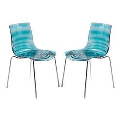 Modern Astor Plastic Dining Chair (Set of 2) - LeisureMod AC20TBU2