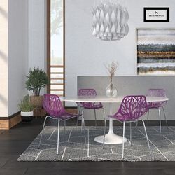 Modern Asbury Dining Chair w/ Chromed Legs (Set of 4) - LeisureMod AC16PR4