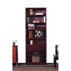 " 7 Shelf Bookcase, 84 inch Tall with Fix Shelf/Drawer, Cherry Finish - Concepts in Wood BKFS-3084-C"