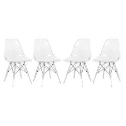 Dover Molded Side Chair w/ Acrylic Base (Set of 4) - LeisureMod EPC19CL4