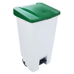 poubelle agroalimentaire mobile à pédale 120 l blanc / vert - manutan