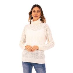 Warm Sweetness,'Cable Knit Turtle Neck Baby Alpaca Blend Pullover from Peru'