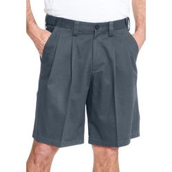 Men’s Big & Tall Wrinkle-Free Expandable Waist Pleat Front Shorts by KingSize in Carbon (Size 44)
