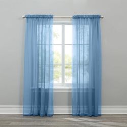 BH Studio Sheer Voile Rod-Pocket Panel Pair by BH Studio in Smoke Blue (Size 120"W 84" L) Window Curtains