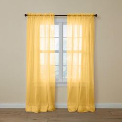 BH Studio Sheer Voile Rod-Pocket Panel Pair by BH Studio in Daffodil (Size 120"W 95" L) Window Curtains