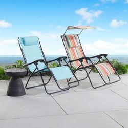 350 lbs. Weight Capacity Zero Gravity chair with Canopy by BrylaneHome in Breeze Folding Patio Lounger Chair