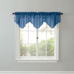 BH Studio Sheer Voile Ascot Valance by BH Studio in Smoke Blue Window Curtain