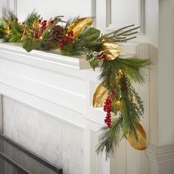 72"L Winterberry Garland by BrylaneHome in Multi Christmas Garland