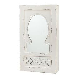 Shabby Chic Wall Mount Jewelry Mirror by BrylaneHome in Antique White