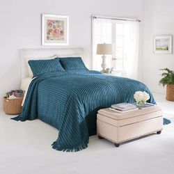 Chenille 100% Cotton Bedspread by BrylaneHome in Peacock (Size KING)