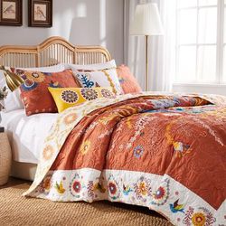 Topanga Quilt Set by Barefoot Bungalow in Orange (Size KING)