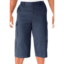 Men's Big & Tall 17" Side Elastic Cargo Shorts by KingSize in Navy (Size 60)