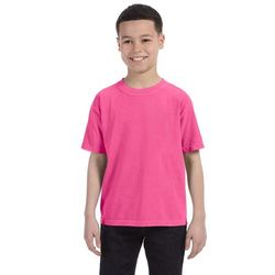 Comfort Colors C9018 Youth Ring Spun Top in Neon Pink size Medium | Ringspun Cotton CC9018, 9018