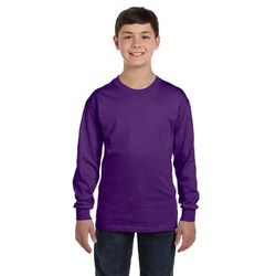 Gildan G540B Youth Heavy Cotton Long Sleeve T-Shirt in Purple size Medium G5400B, 5400B